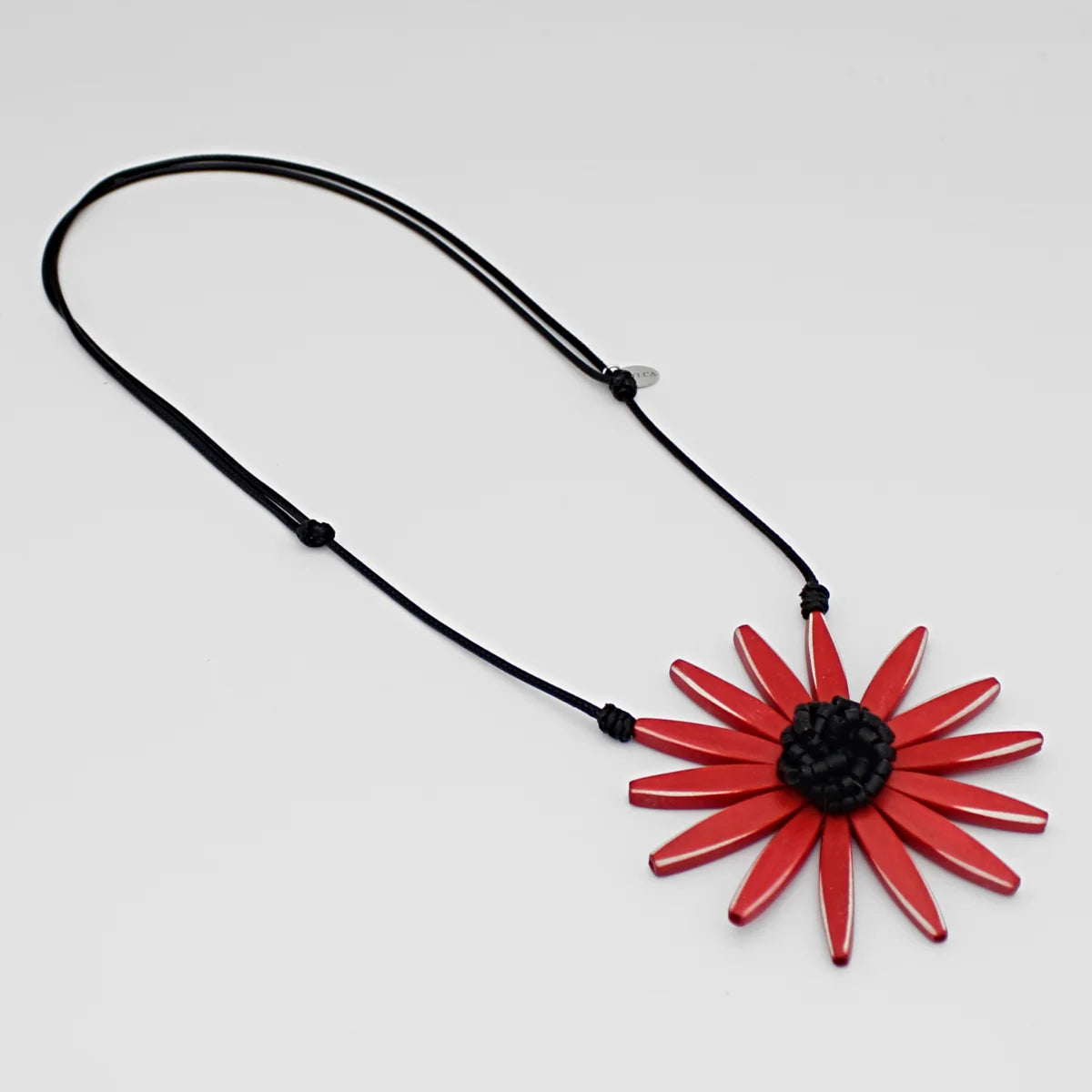 BP23N13 Sylca Red Amaya Flower Statement Necklace