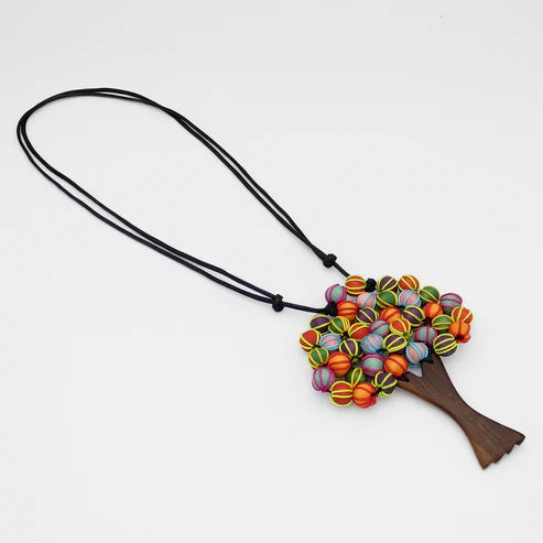 BP25N21 Sylca Multi Rainbow Elm Tree Statement Pendant