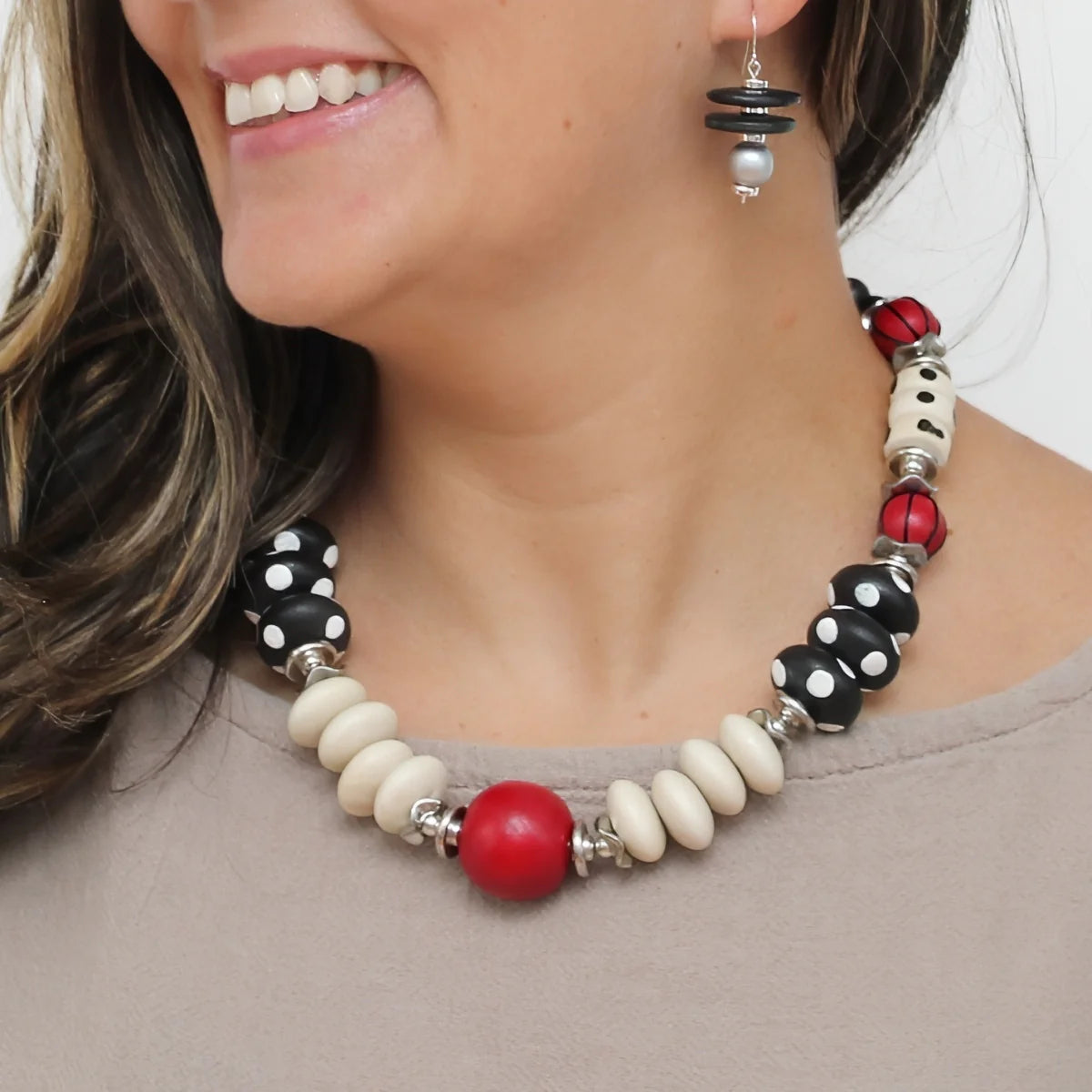 LS23N30 Sylca Pop of Red Marcella Statement Necklace